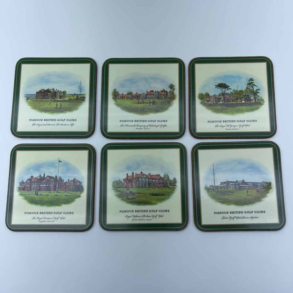 Coasters Drink Bar Party Man Cave Pimpernel Drink British Golf Clubs Vintage Box